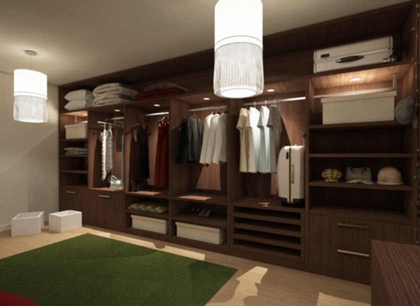 Классическая гардеробная комната из массива с подсветкой Пенза