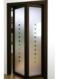 Складные двери гармошка с матовым стеклом Пенза